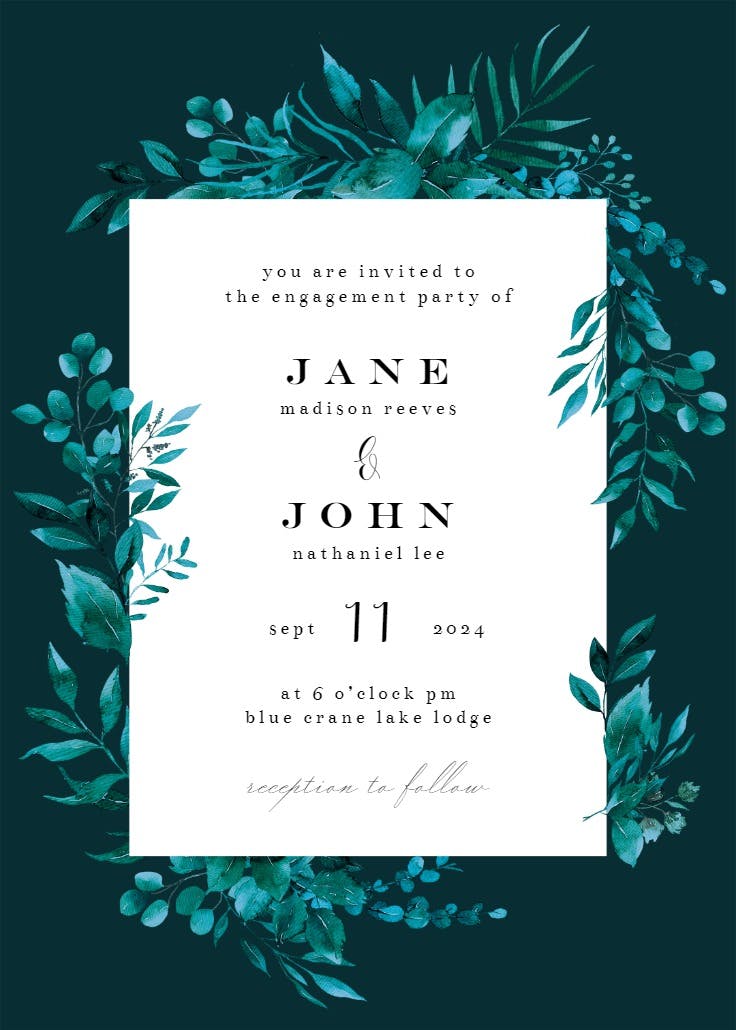 Greenery border - engagement party invitation